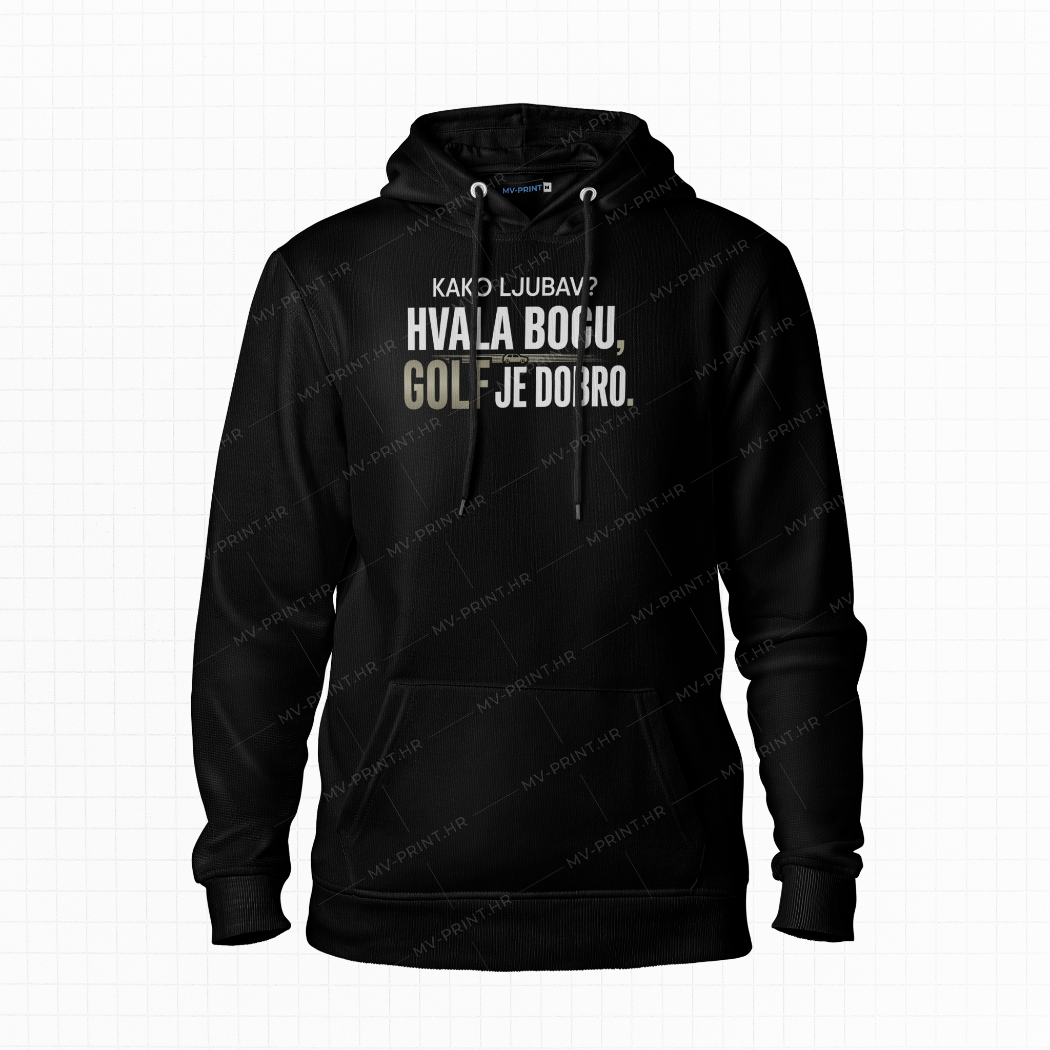 Kako ljubav? GOLF je dobro. - Majica s kapuljačom s tiskom