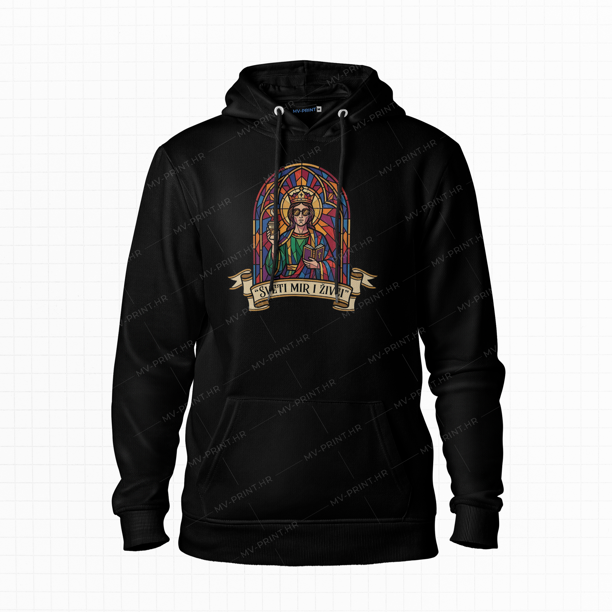 "Sveti mir i živci" - Majica s kapuljačom s tiskom